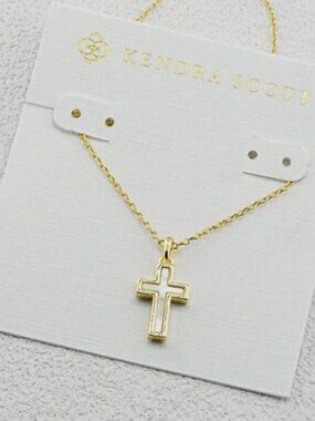 Kendra Scott Mother-of-Pearl Cross Gold Pendant Necklace
